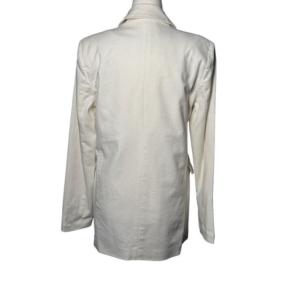 Abercrombie & Fitch White Cream Linen Long Sleeve Button Blazer Coat Jacket S - Picture 4 of 8
